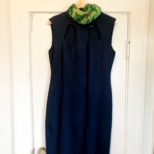 Navy blue bodycon midi dress
